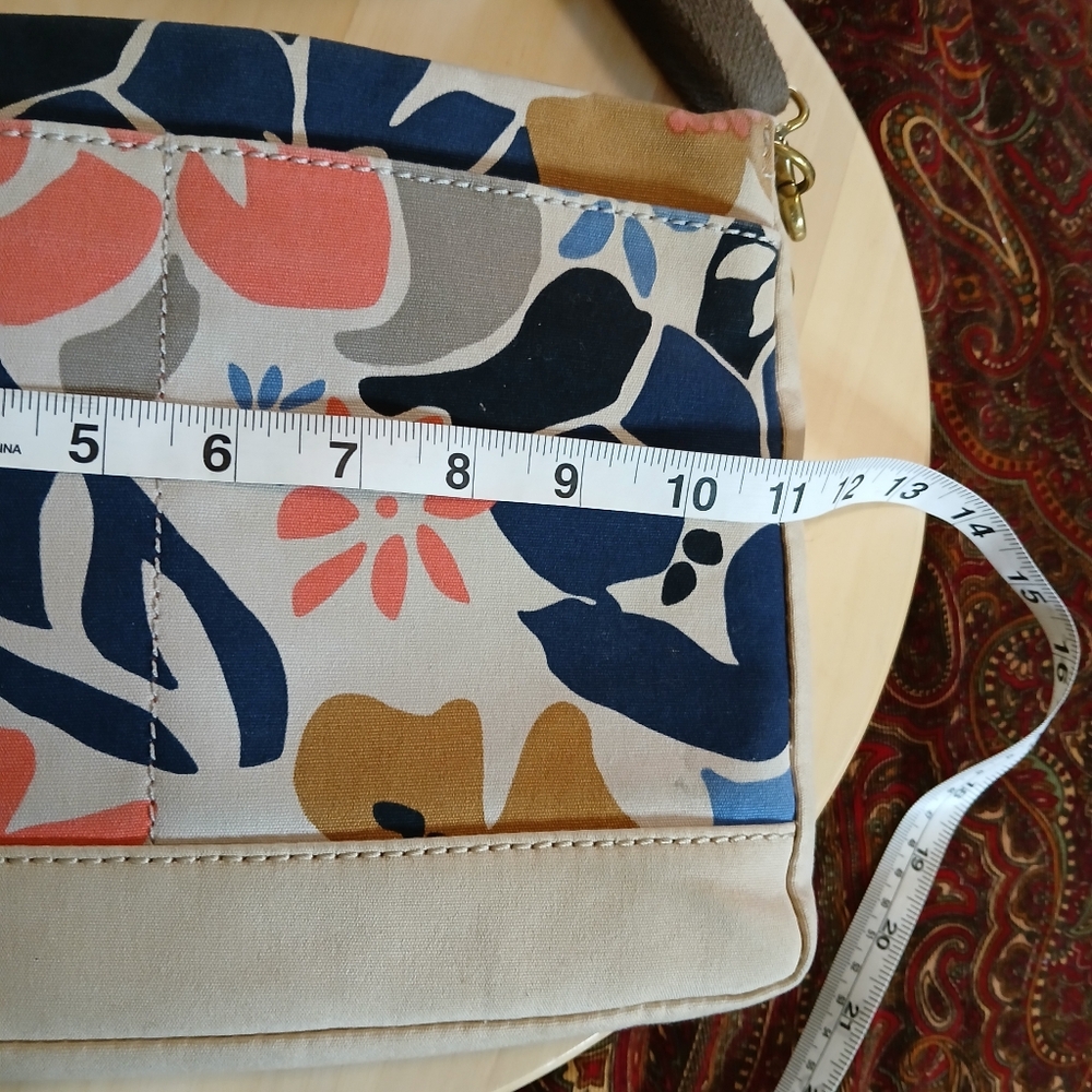 Vintage Fossil Tropical Floral Crossbody Purse Bag - Blue, Pink, Tan - Picture 8 of 9